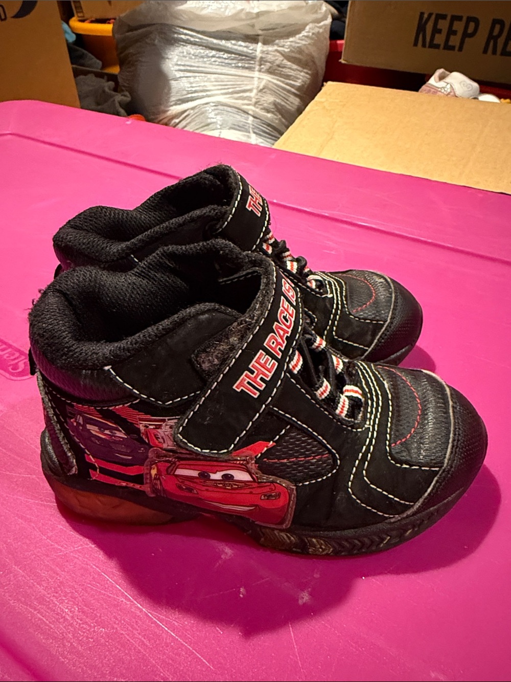 Kids Black Lightning McQueen Racing High-Top Sneakers